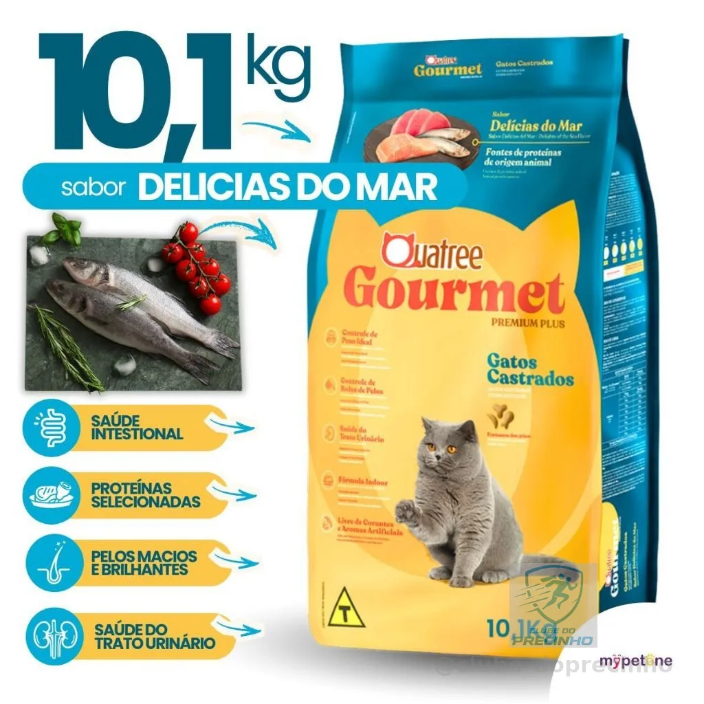 Ração Quatree Gourmet Gatos Castrados Delícias do Mar - 10,1Kg