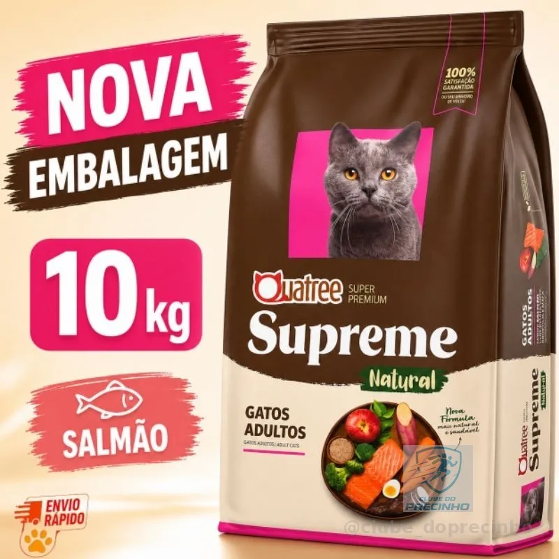 Ração Quatree Supreme Gatos Adultos Salmão e Batata Doce 10,1kg Super Premium