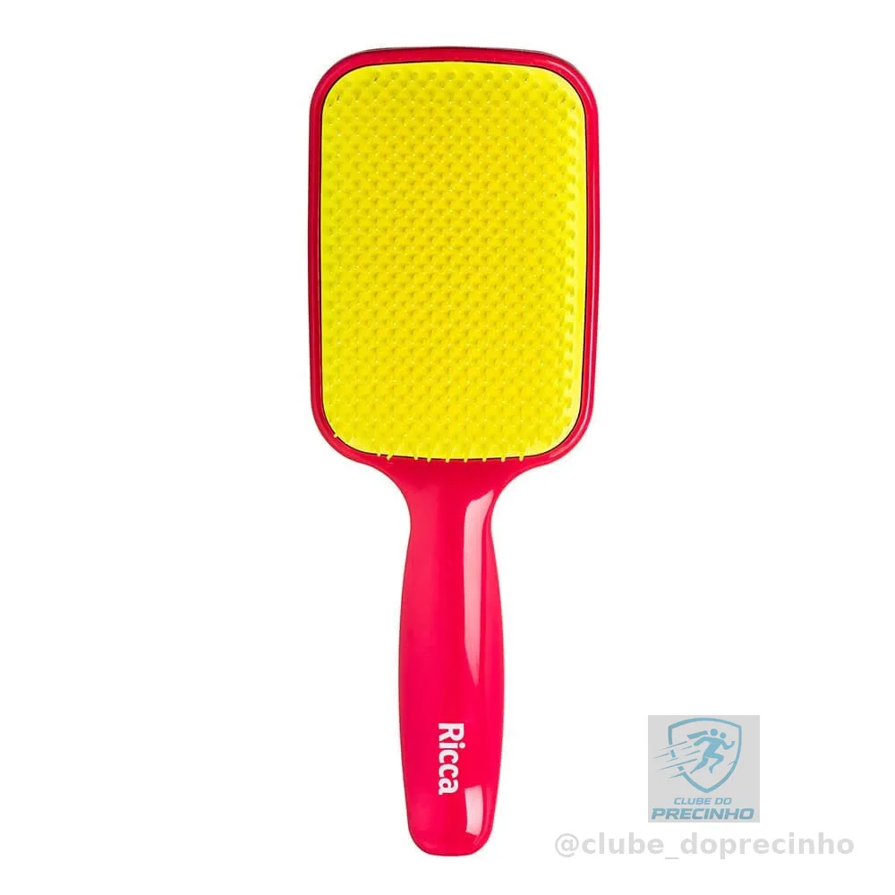 Ricca Escova Raquete Flex Pink, Desembaraça sem quebrar, para todos os tipos de cabelo, 1 unidade