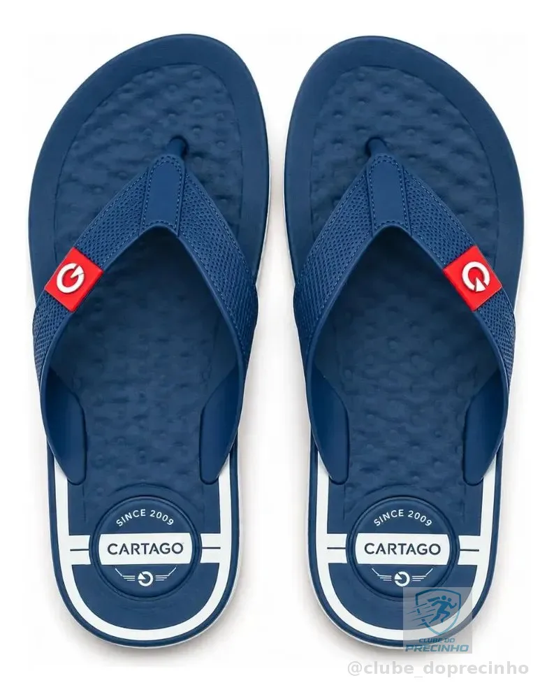 Chinelo Masculino Cartago Arizona Original Massageador 12212 Cinza Azul Liso 41.0