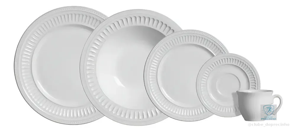 Aparelho de Jantar 20 peças Branco Poppy de Cerâmica - Scalla Cerâmica