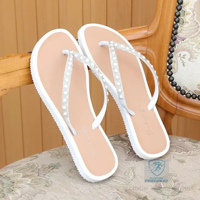 Chinelo De Dedo Flor De Griffe Feminino Strass Casual Praia