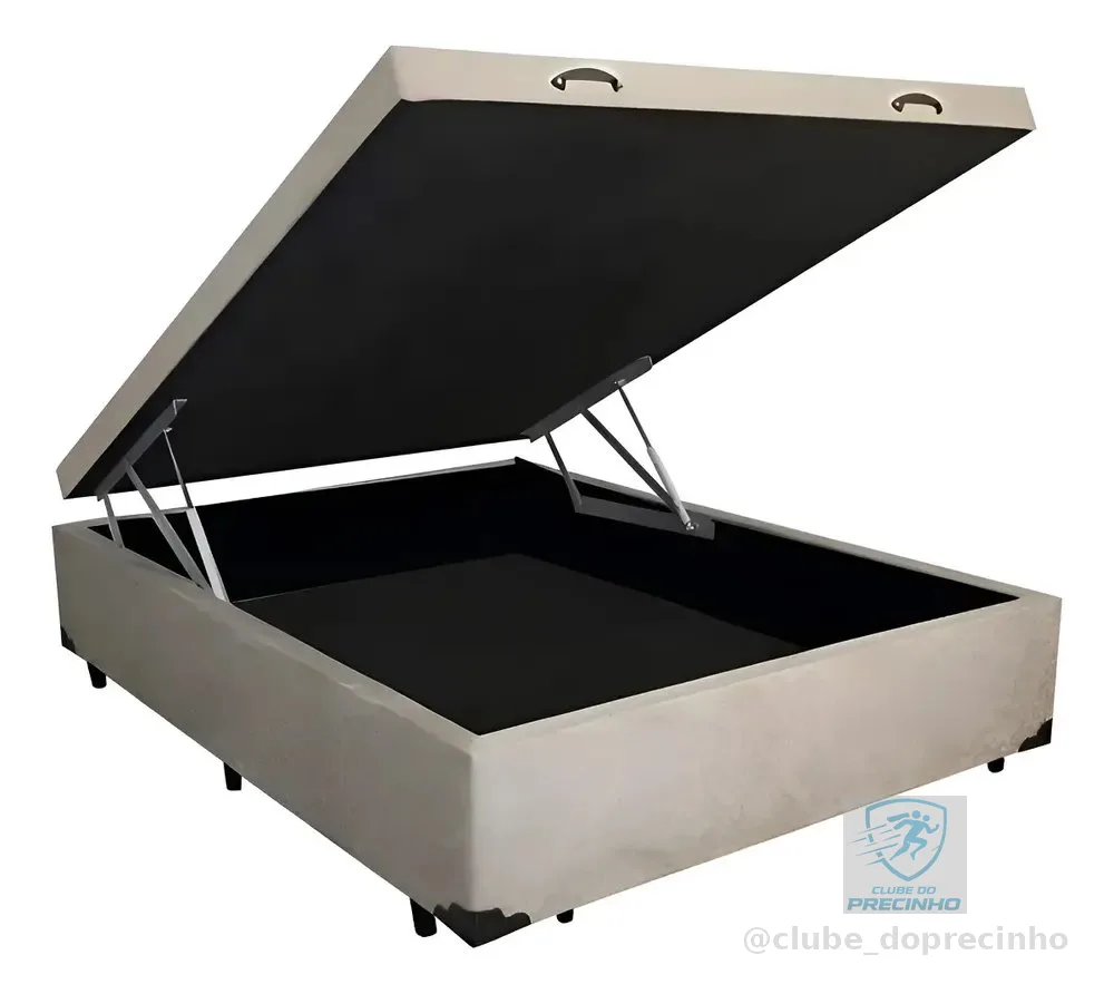 Cama Box Baú Premium Casal 138 Bello Box - Suede Cor Bege