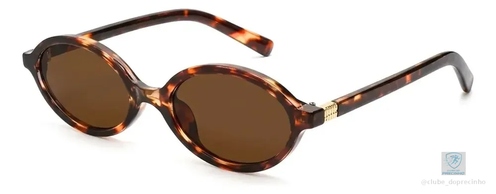 Óculos De Sol Feminino Oval Retrô Blogueira Vintage Verão Espelho Marrom
