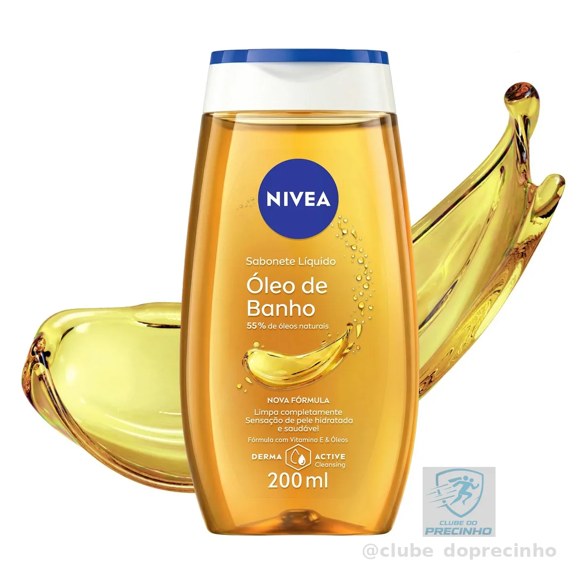NIVEA Sabonete Líquido Óleo de Banho 200ml, Limpeza Corporal, Pele Macia, 55% Óleos Naturais, Sensação Hidratante