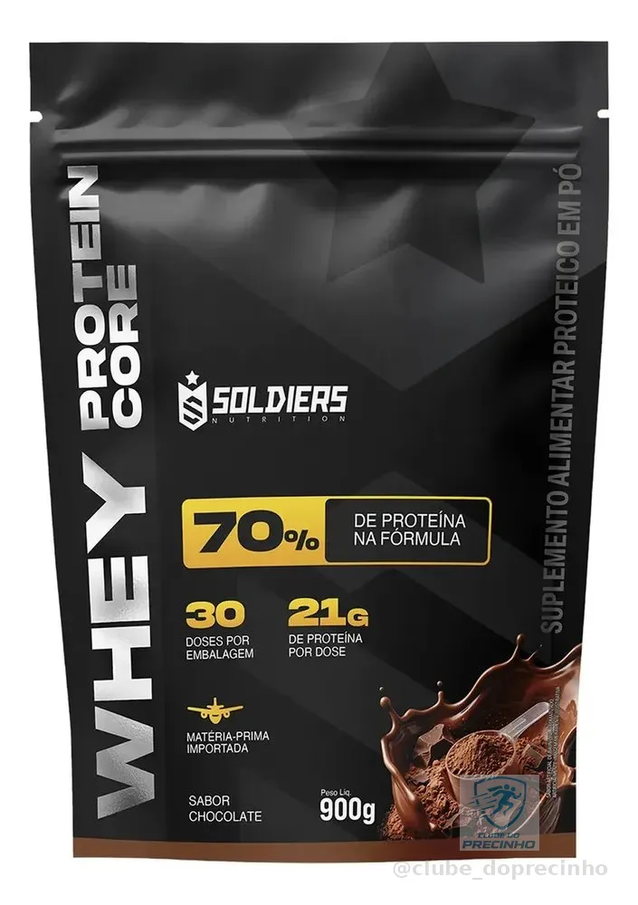 Whey Core 70% de Proteina Concentrada - Chocolate 900g - Soldiers Nutrition