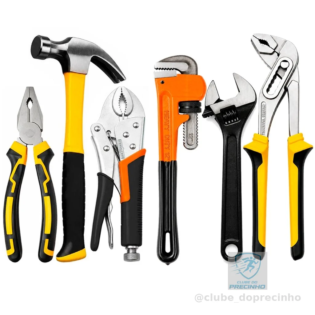 Kit Jogo  Ferramentas Chave Inglesa + Alicate Bomba + Grifo + Alicate Pressão