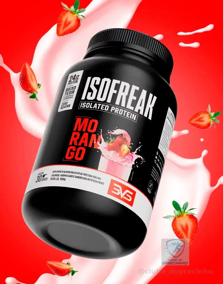 Isofreak Protein 900g Sabor: Morango Fórmula Exclusiva com Alta Concentração Proteica 3VS Nutrition