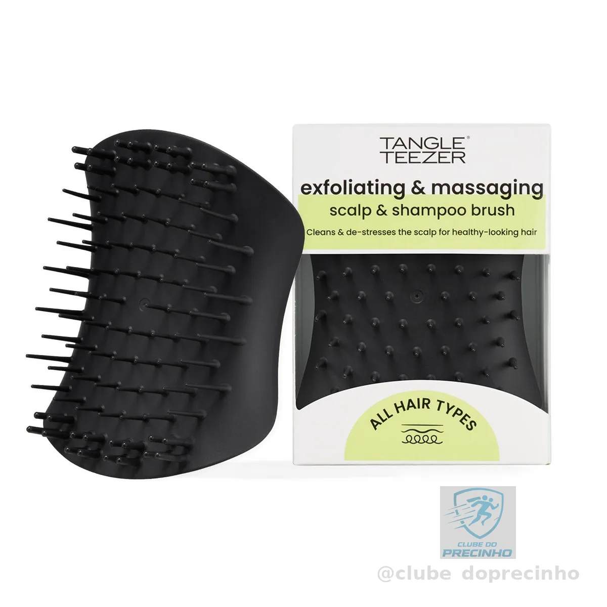 Tangle Teezer - Escova de esfoliação e limpeza do couro cabeludo Scalp Brush Exfoliator. Cor: Preta