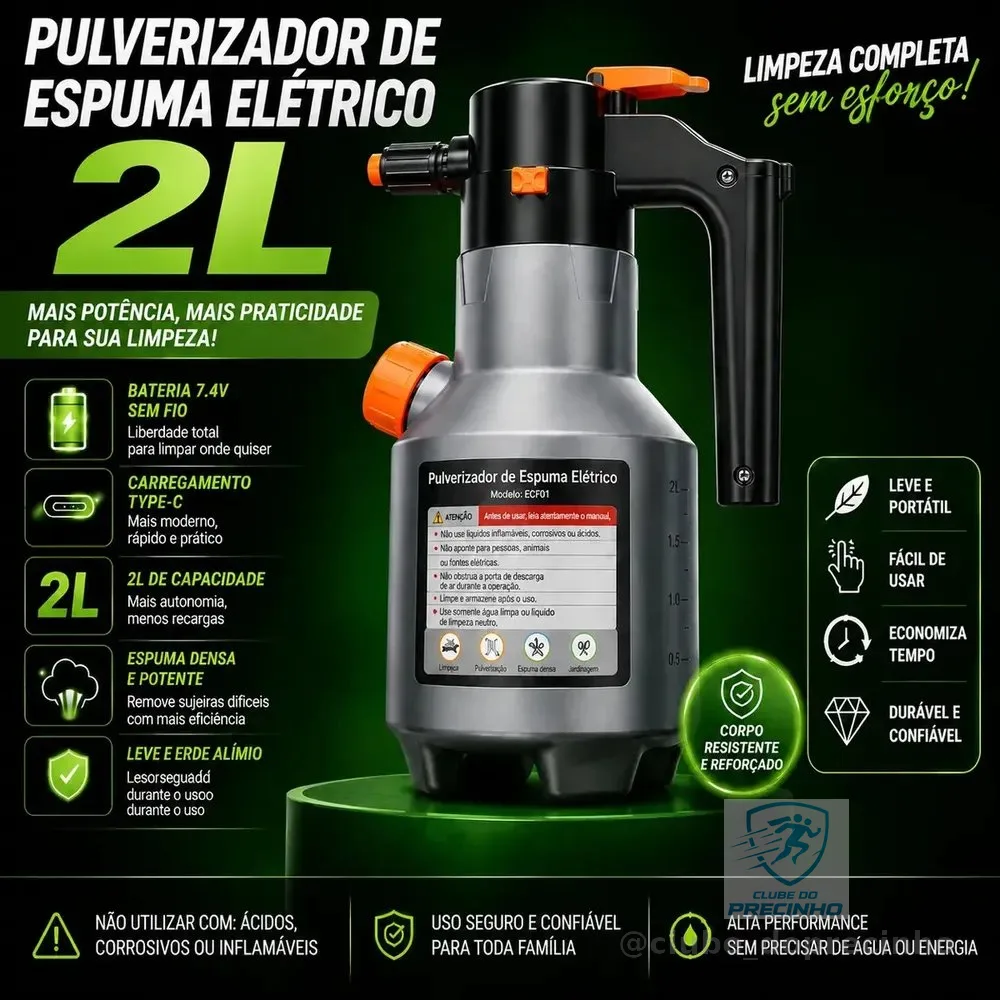 Pulverizador de espuma elétrico eficiente com válvula de segurança, limpeza rápida e pulverização regulável