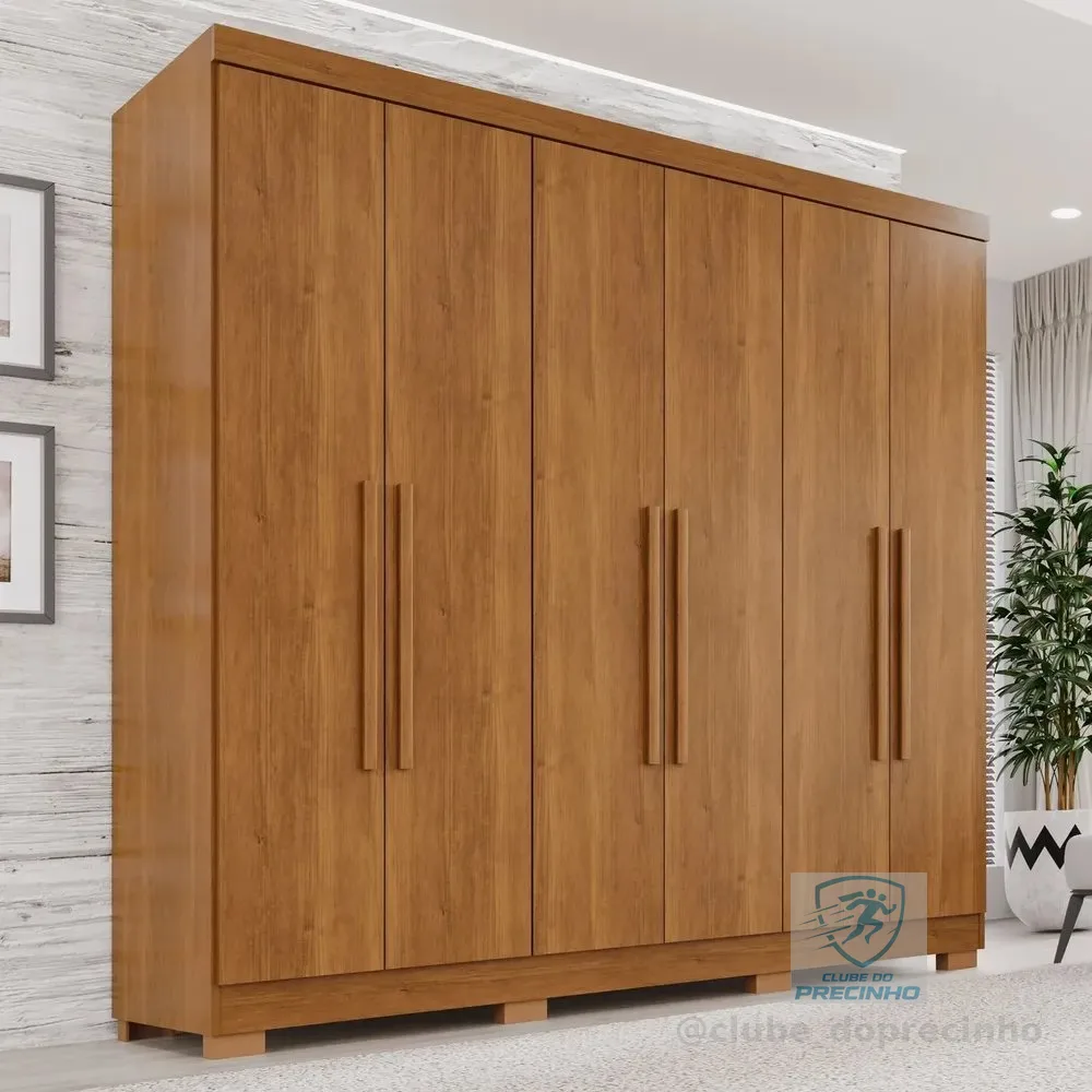 Guarda-roupa Casal 6 Portas 2 Gavetas França Cinamomo