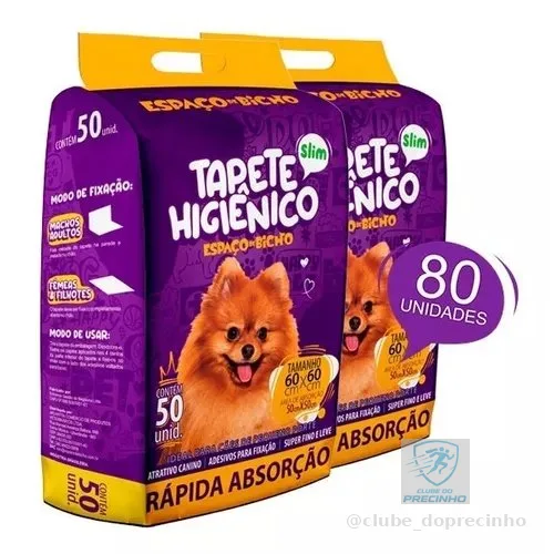 Tapete Higienico Espaço De Bicho Cães E Gatos 60x60 Com 80un