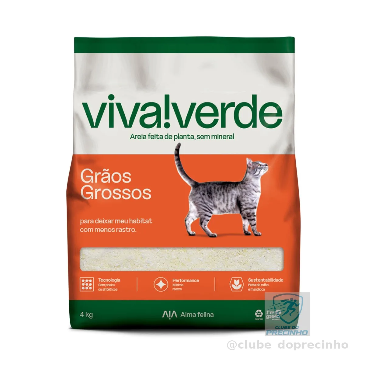 Viva Verde Areia Higiênica Biodegradável para Gatos Grãos Grossos 4kg