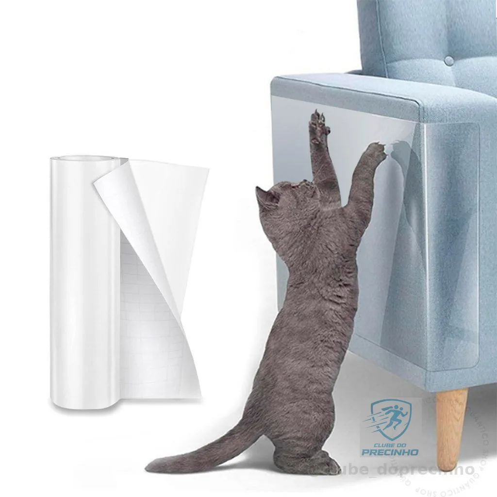 Adesivo Transparente 1 2 3 ou 4 Rolos Filme Anti Arranhão Protetor Sofá Gato Pets Arranhador
