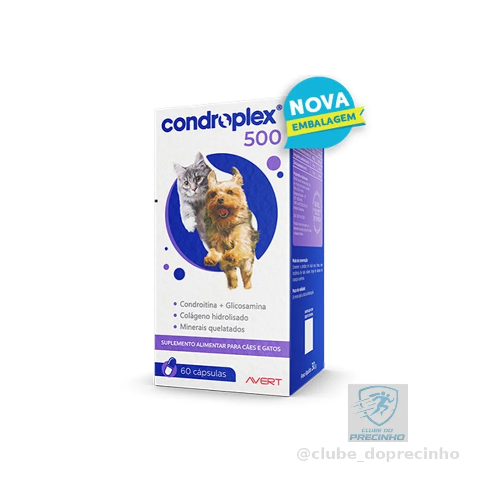 Suplemento Condroplex 500 Para Cães E Gatos - C/ 60 Cápsulas