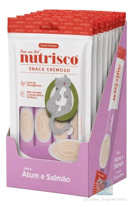 Caixa Nutrisco Snack Cremoso Gatos Atum E Salmão - 48 Sachês