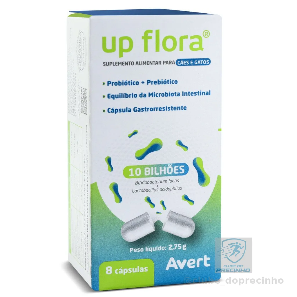 Suplemento Avert Up Flora para Cães e Gatos 8 Cápsulas