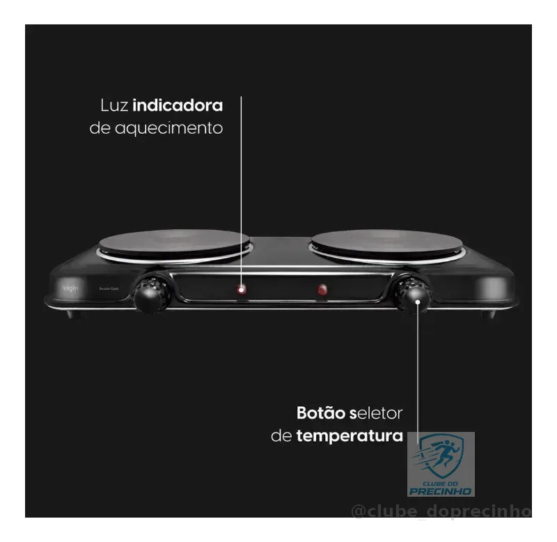 Fogão Cooktop Elétrico Elgin 2 Bocas Preto