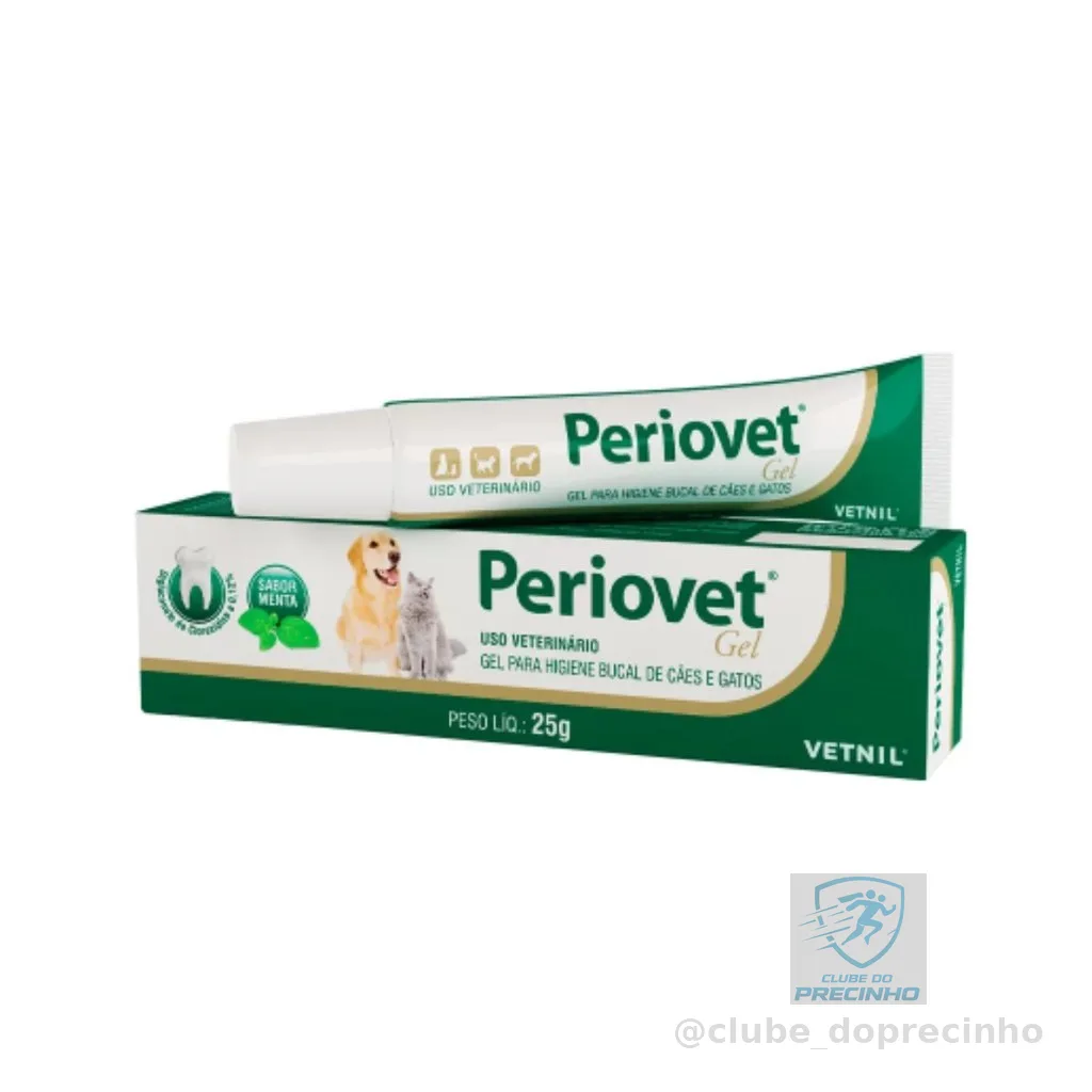 Periovet Gel Higiene Bucal Menta Pasta de Dente Pet 25g Cachorros e Gatos