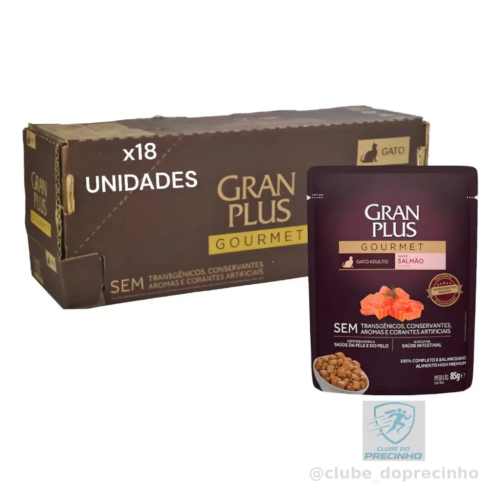 Ração Úmida Sachê GranPlus Gourmet Gatos Display 18 unidades de 85g cada