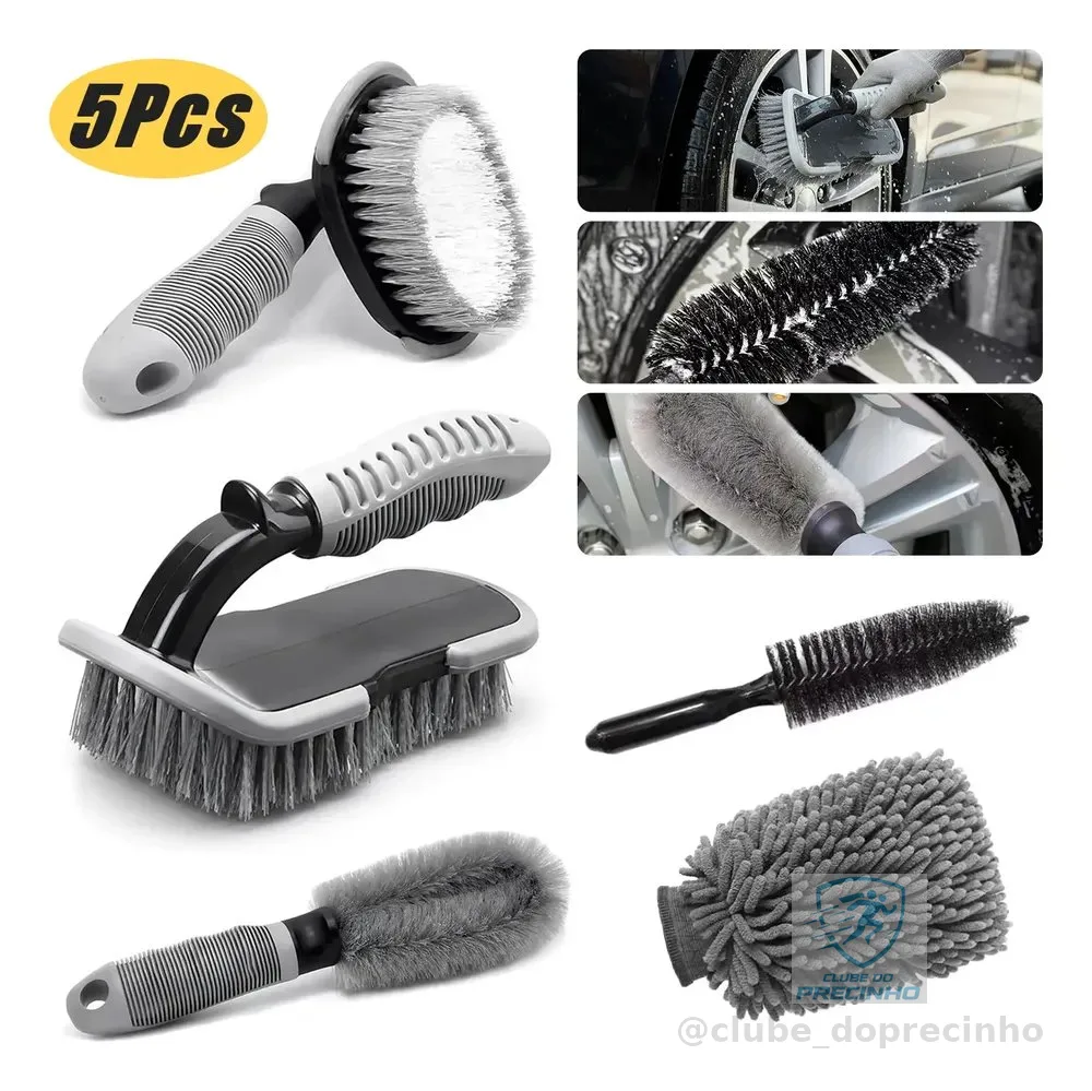 Kit5 Luva De Lavar Carro Escova Limpeza Automotiva Moto Roda