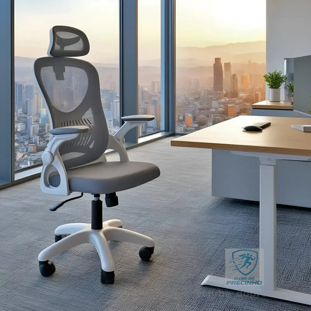 Cadeira De Escritório Columbus Presidente Ergonomica Cinza Mesh