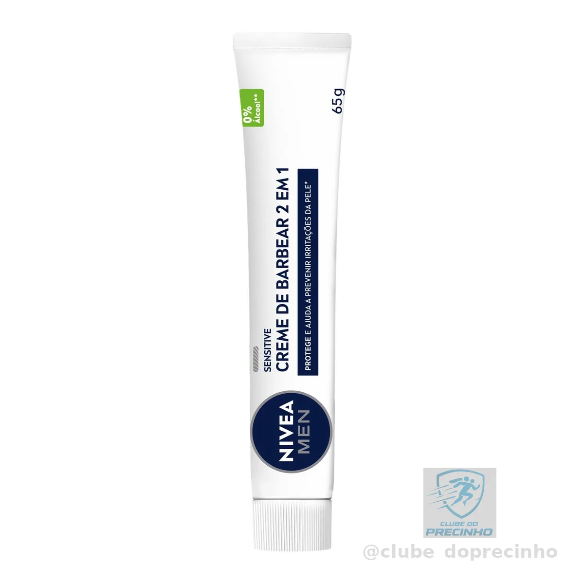 NIVEA MEN Creme de Barbear Sensitive 2 em 1 65g, Protege a Pele, Previne Irritações, Deslizamento Suave, Extrato de Camomila, Pele Sensível