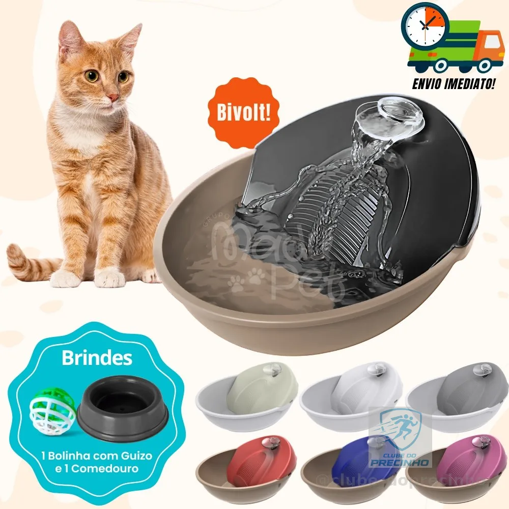 Fonte Para Gatos e Cães Bebedouro Automático Purificador de Água + Filtro Promoção Envio Imediato