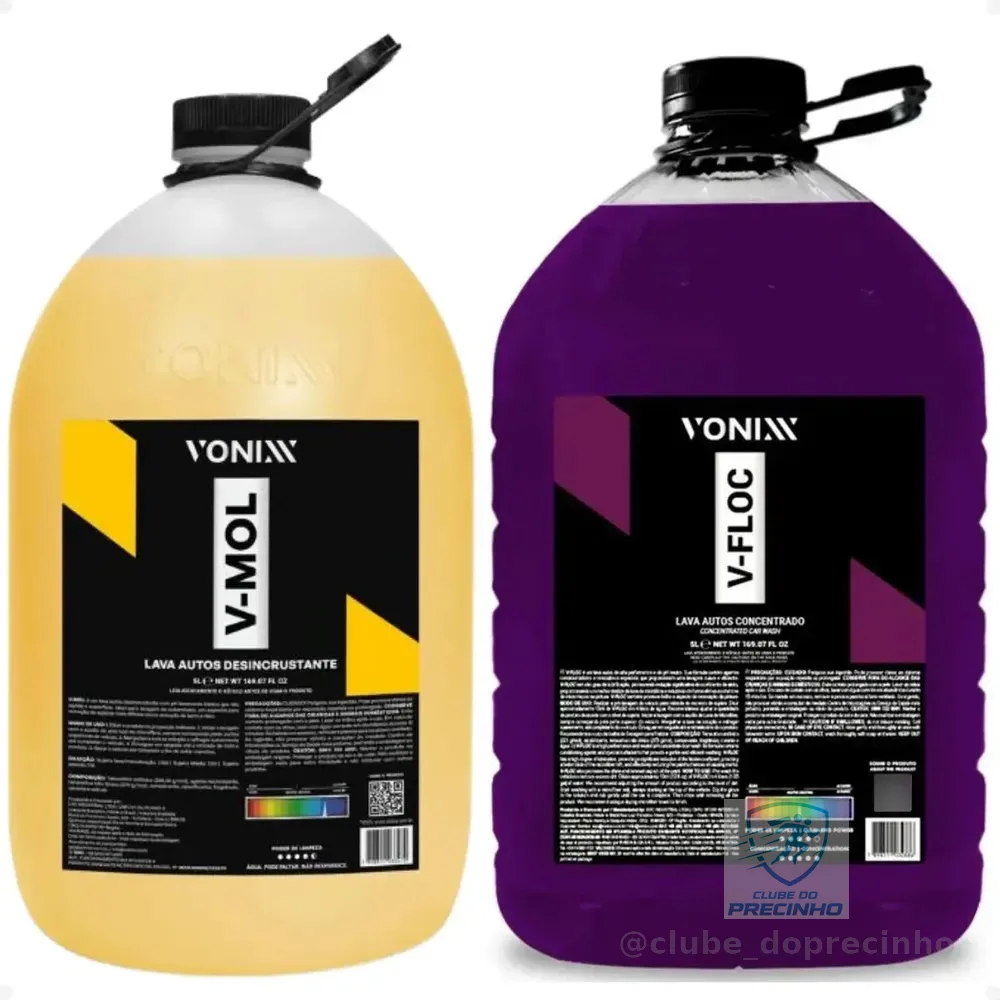 Kit Lavagem e Pré-Lavagem Vonixx com V-Floc e V-Mol - 5 L