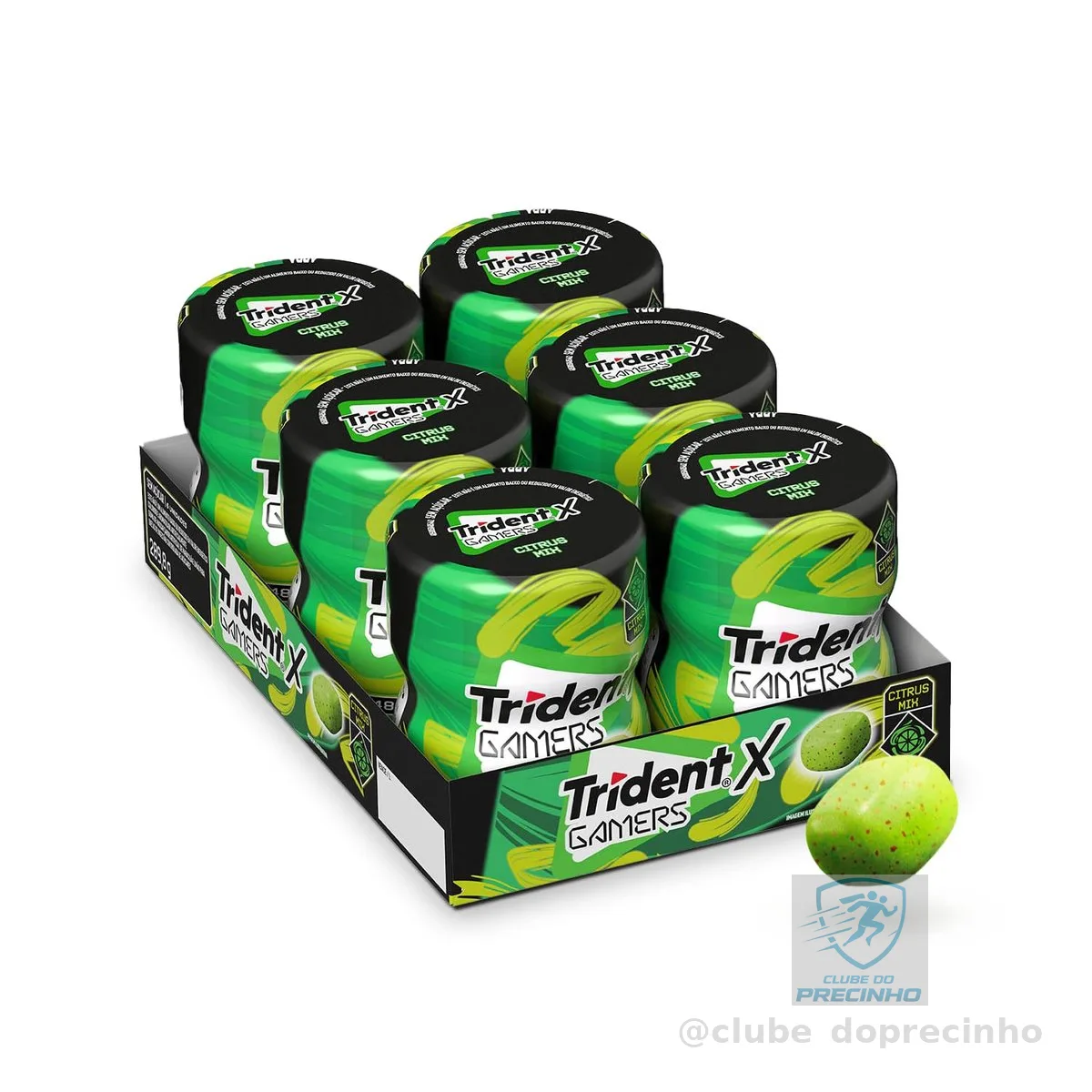 Chiclete Trident X Gamers Citrus Mix - Caixa com 6 unid de 48,3g