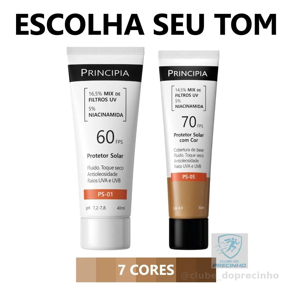 Principia Kit Protetor Solar PS-01 FPS 60 + PS-05 FPS 70- escolha seu tom