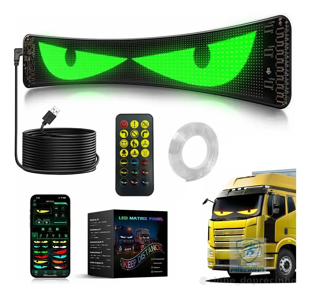 Tela De Led Flexível Display P/carro Caminhão 35*10cm Preto