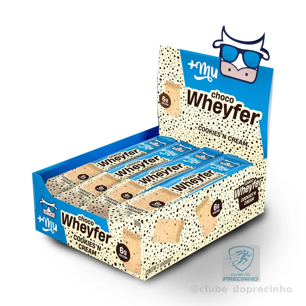 +Mu Chocowheyfer Proteico Sabor Cookies - Display com 12 unidades - 300g