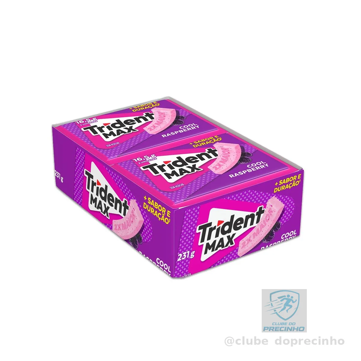 Chiclete Trident Max Cool Raspberry Sem Açúcar - Caixa com 14 unid. de 16,5g
