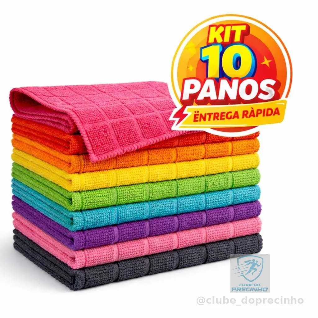 Kit 10 Panos De Limpeza Microfibra alta absorção Multiuso
