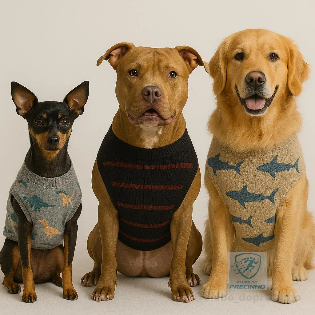 Roupa Tricot para Cães Inverno Quente e Confortável Estilo Moderno Cores Sortidas Vários Tamanhos Pet Pequeno a Grande