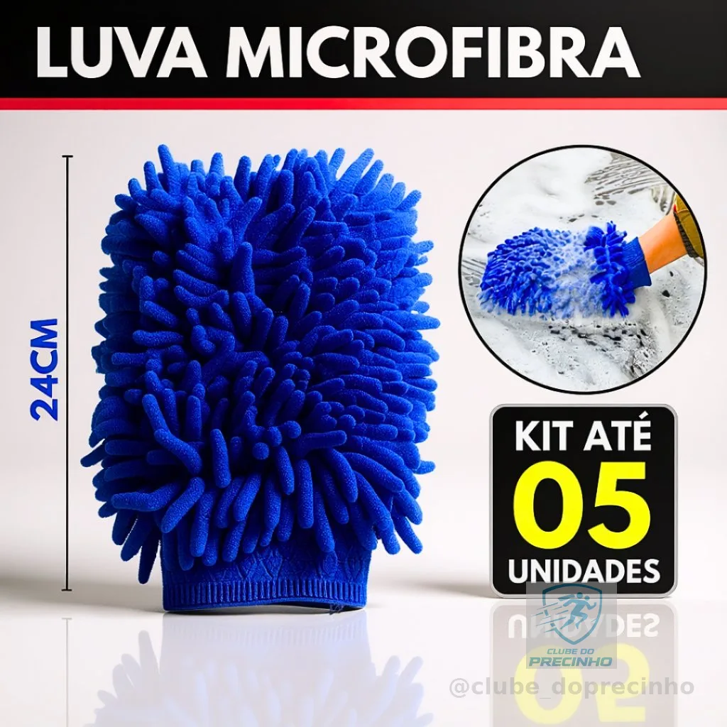 Luva Microfibra Para Lavar Carro Automotivo Multiuso Limpeza Tentáculos Dupla Face