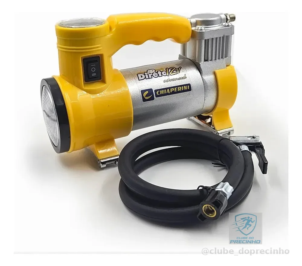 Mini Compressor De Ar Portátil 12v Com Lanterna Chiaperini Amarelo 12v