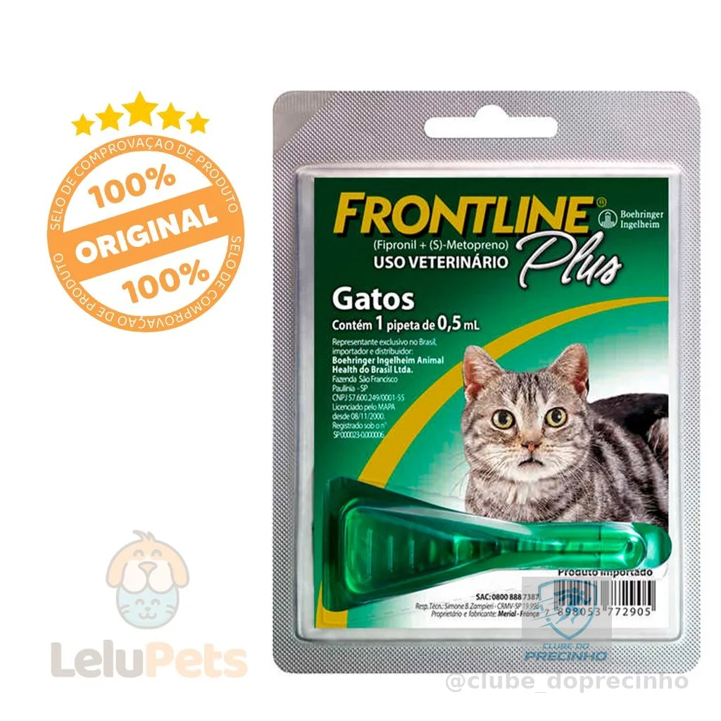 Frontline Plus Gatos 01kg a 10kg 0,5ml 1 Dose Antipulgas Para Gatos