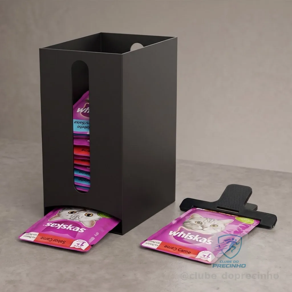 Suporte Porta Sachê Pet + Chave Espremedora Para Gato e Cachorro