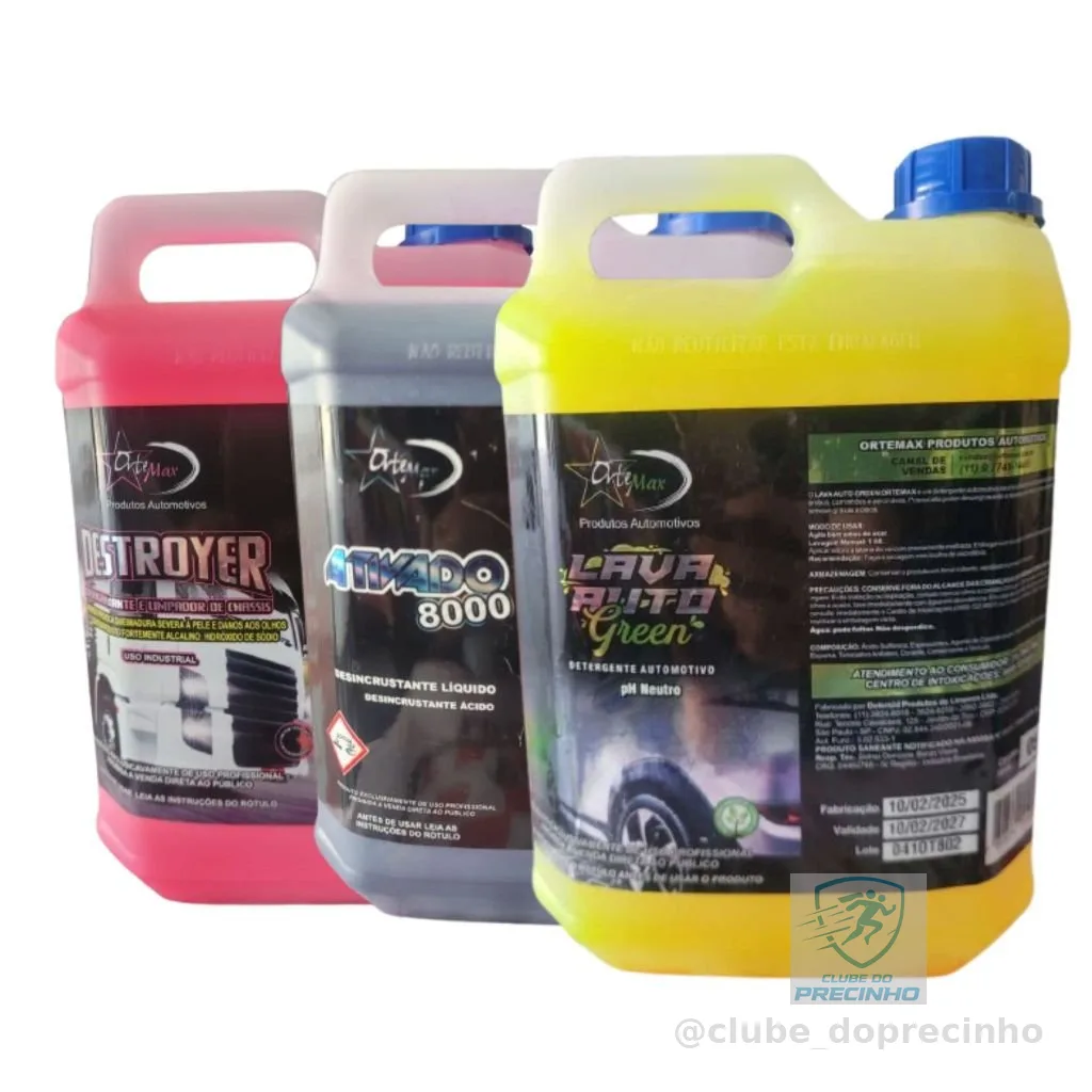 Shampoo Neutro 5L + Kit para Lava Rápido Desincrustante 5L + Desengraxante 5L