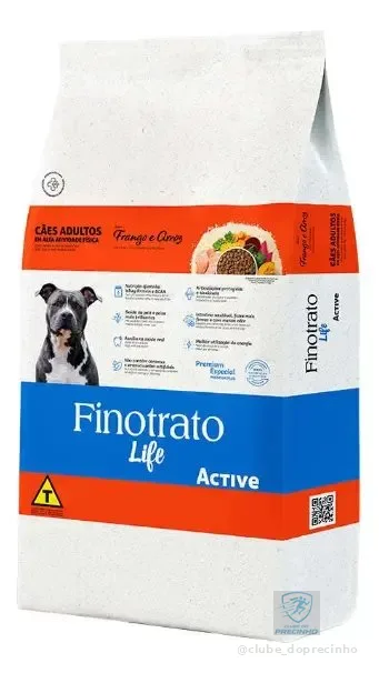 Ração Seca Finotrato Life Active Frango e Arroz para Cães Adultos 15kg