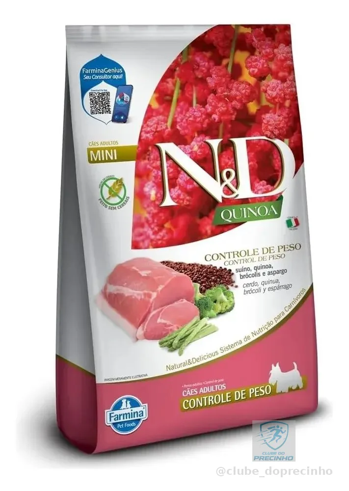 Ração N&d Quinoa Cães Mini Controle De Peso Suíno 7kg