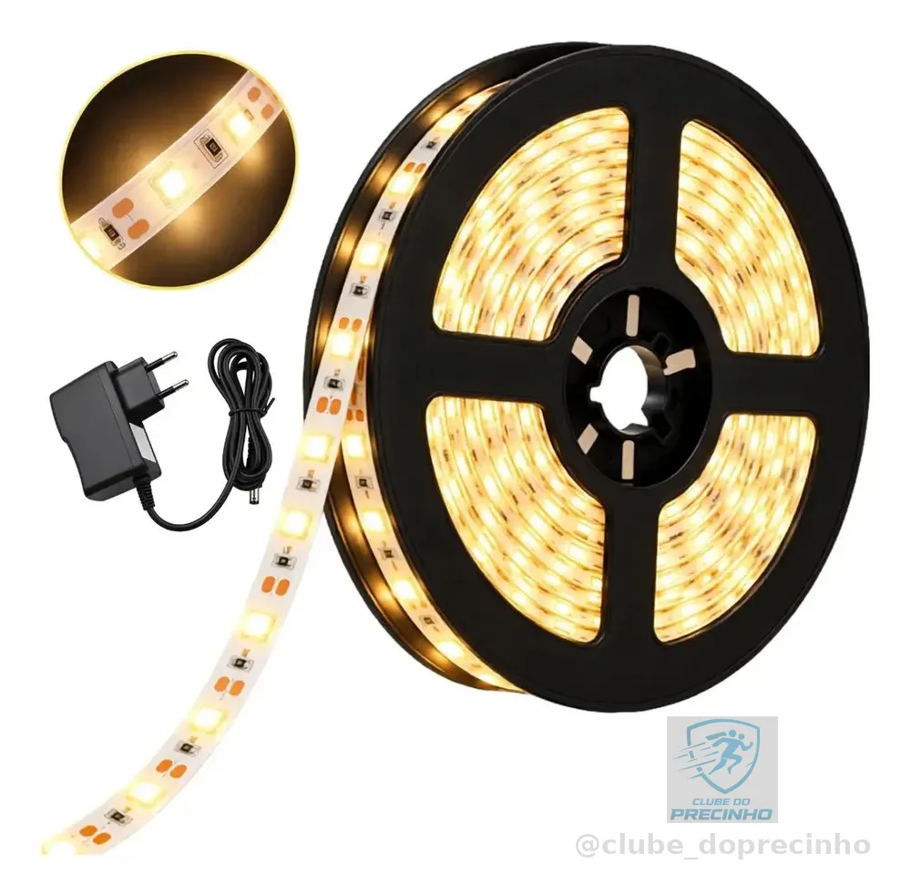 Fita Led 3528 Branco Quente Amarela 5m 300 Leds 12v Fonte Luz Branco-quente Maffacioli BFL-3528-BQ-IP20-FONTE