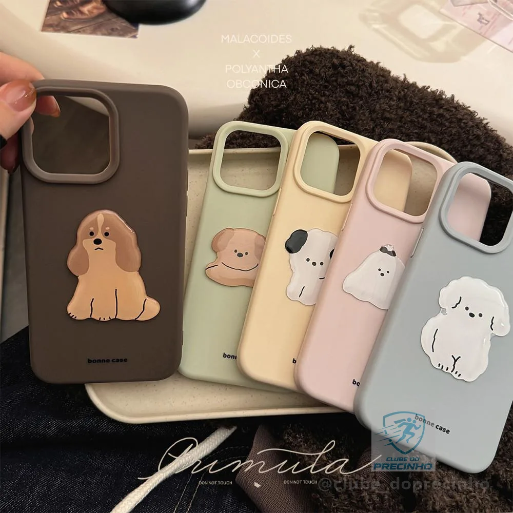 Simples Nicho De Cor Sólida Inglês Tridimensional Bonito Cão Capa Protetora De Telefone tpu Para apple iphone12 13 14 15 16pro max plus