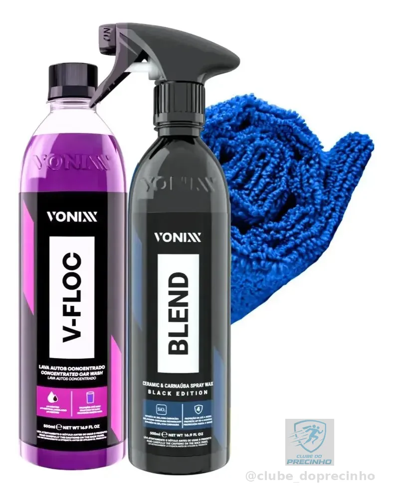 Cera Carnaúba Blend Spray Black Vonixx + V-floc 500ml + Pano