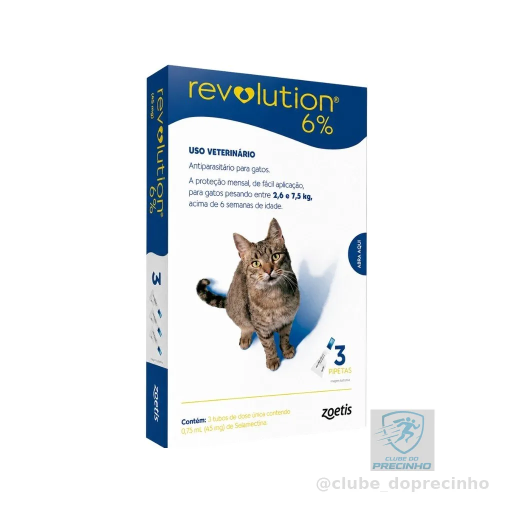 Antipulgas Revolution Gatos 2,6kg A 7,5kg - 3 Pipetas