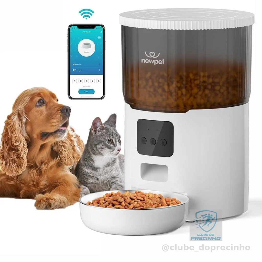 Newpet 4L Alimentador Automático De Animais De Estimação Dispensador Inteligente De Alimentos Para Cães Tigela De Aço