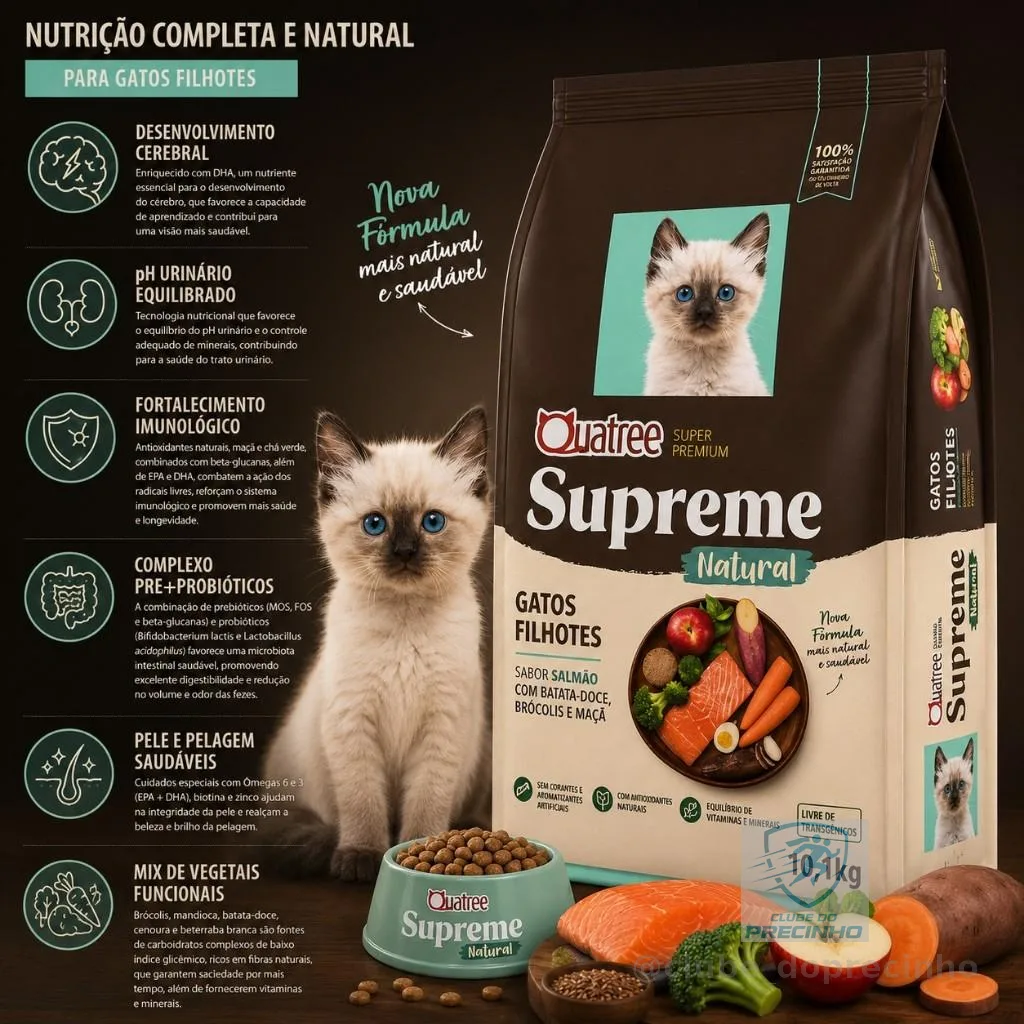 Ração Gato Filhote  10.1KG Quatree Supreme Sabor Salmão