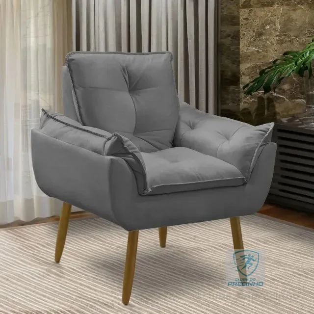 Poltrona Decorativa Opala Suede Para Sala Arapongas Luxo